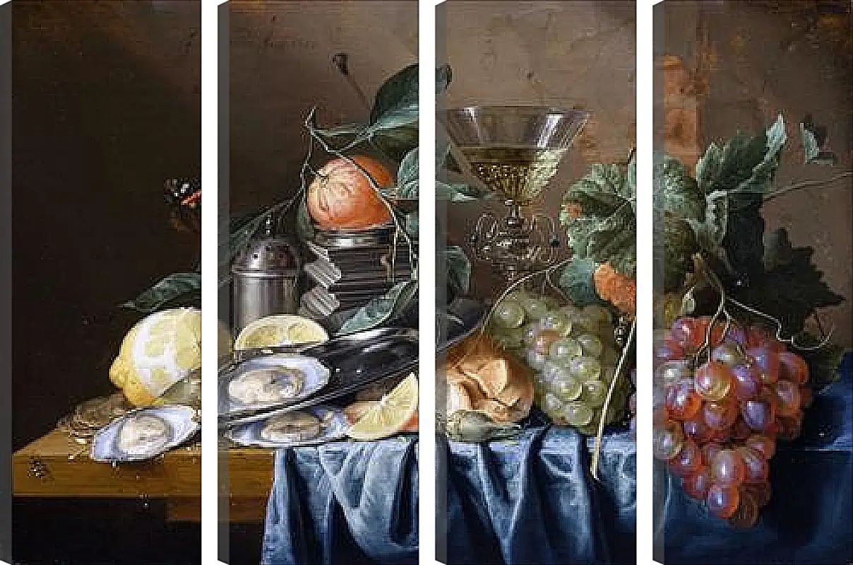 Модульная картина - Still Life with Oysters and Grapes. Ян Хем Давидс Де