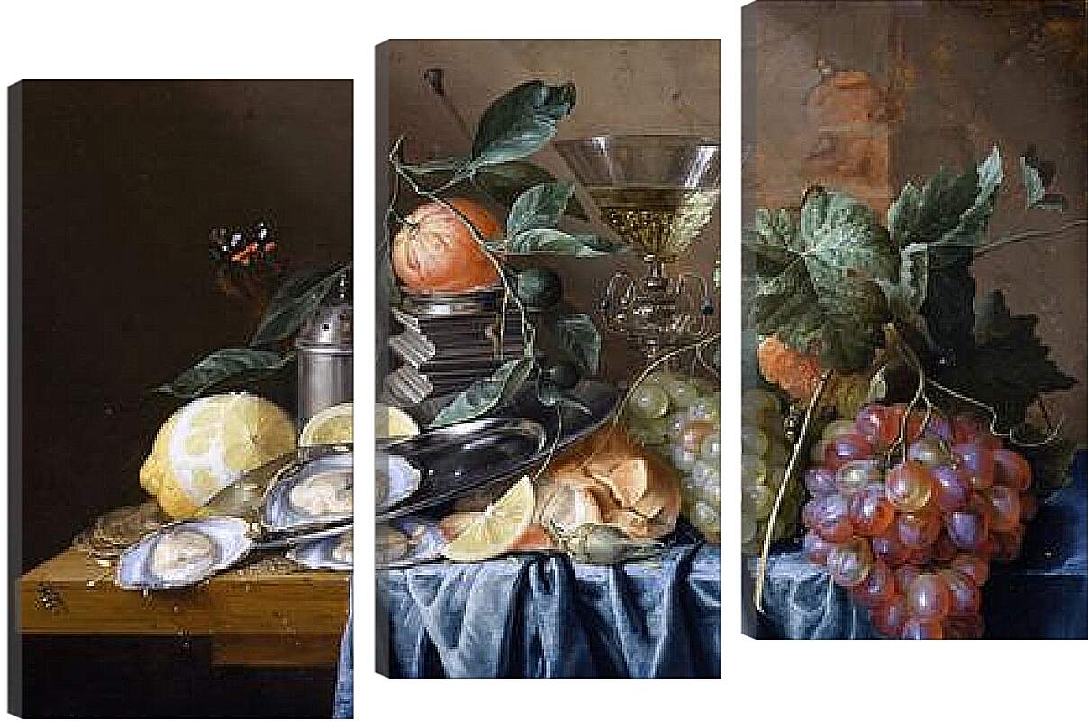 Модульная картина - Still Life with Oysters and Grapes. Ян Хем Давидс Де