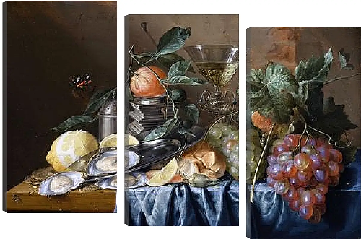 Модульная картина - Still Life with Oysters and Grapes. Ян Хем Давидс Де