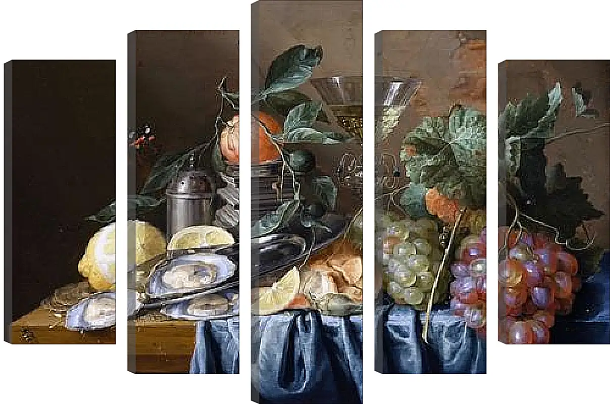 Модульная картина - Still Life with Oysters and Grapes. Ян Хем Давидс Де