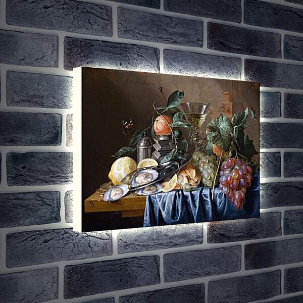 Лайтбокс световая панель - Still Life with Oysters and Grapes. Ян Хем Давидс Де