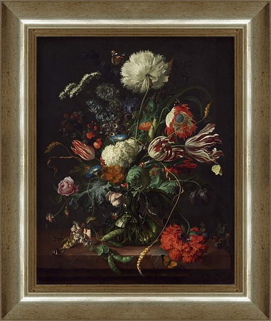 Картина в раме - Ваза с цветами - натюрморт. Ян Хем Давидс Де