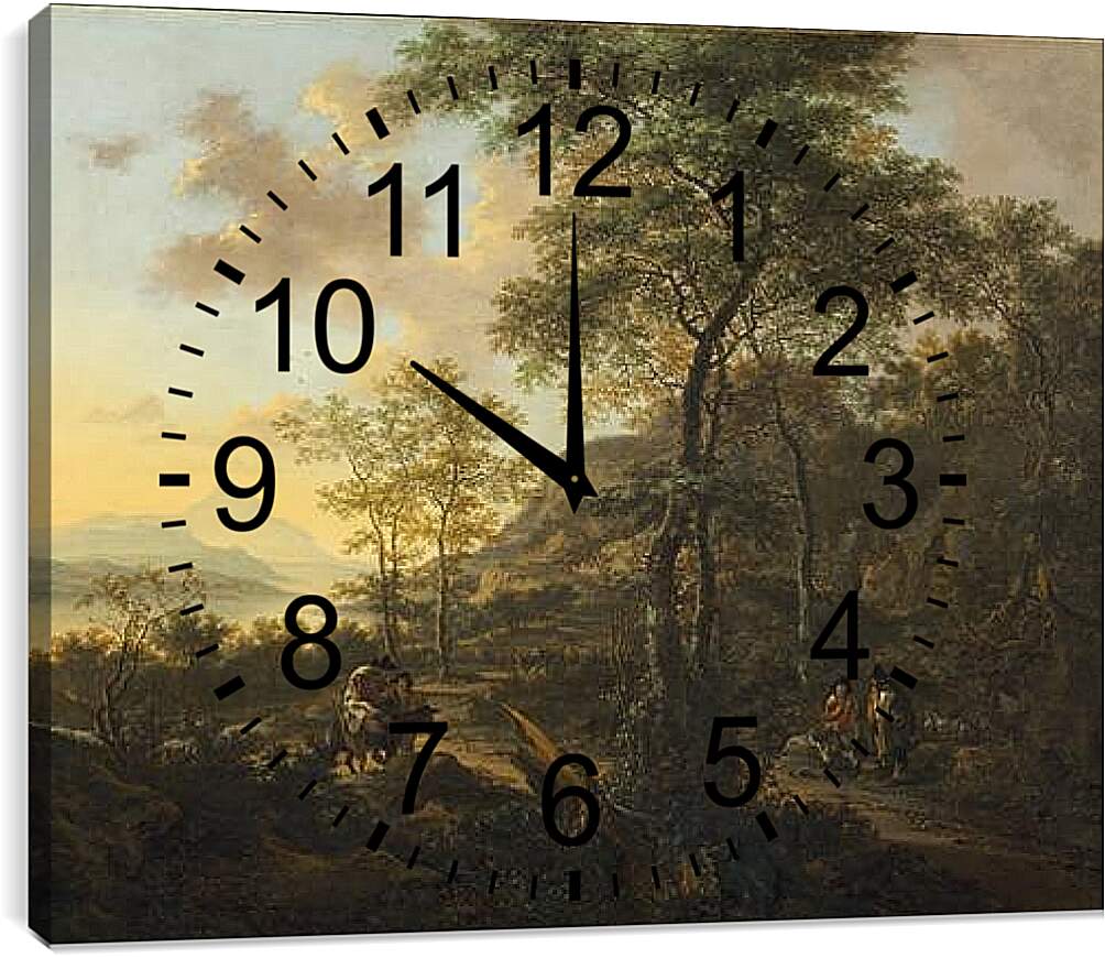 Часы картина - Итальянский пейзаж, вечер. Ян Бот