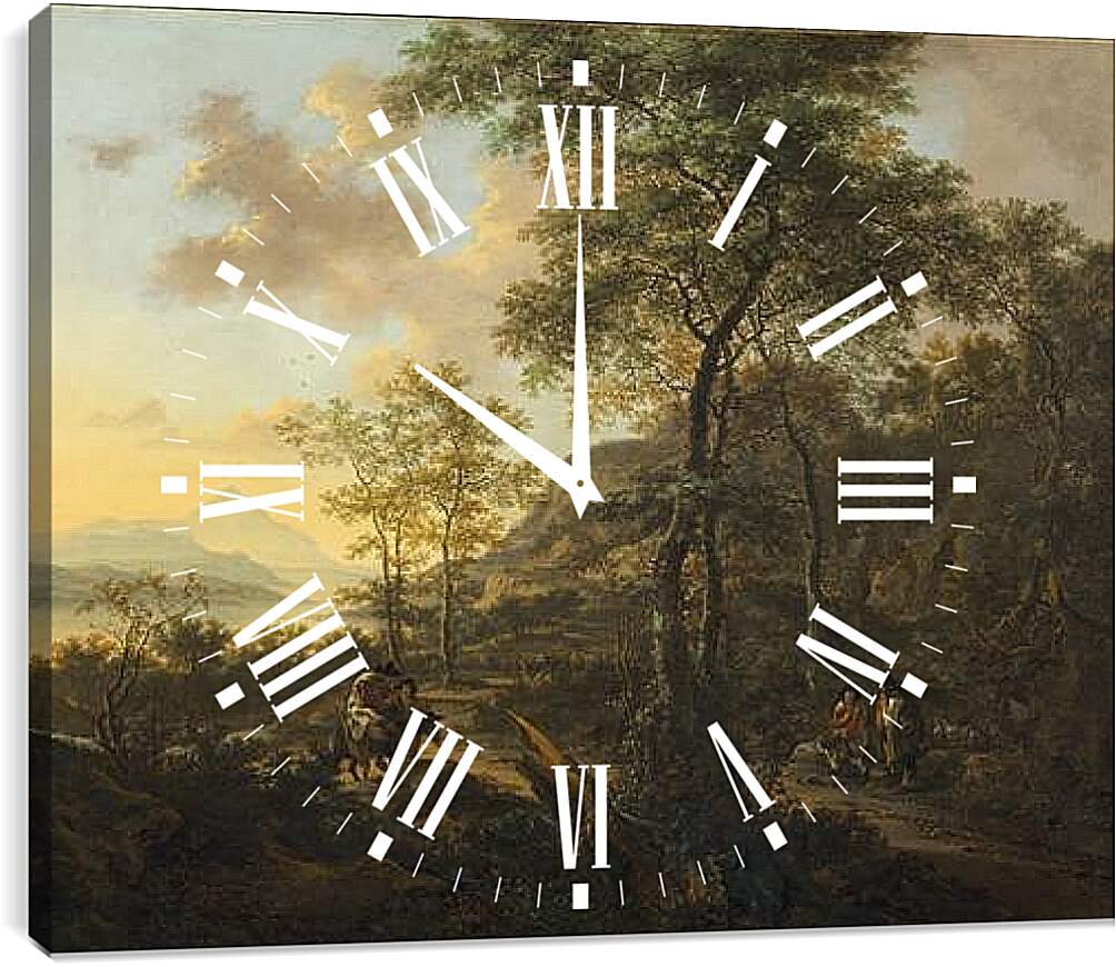 Часы картина - Итальянский пейзаж, вечер. Ян Бот
