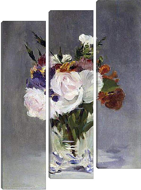 Модульная картина - Цветы в хрустальной вазе. Эдуард Мане