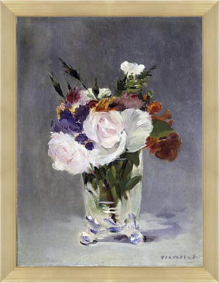 Картина в раме - Цветы в хрустальной вазе. Эдуард Мане