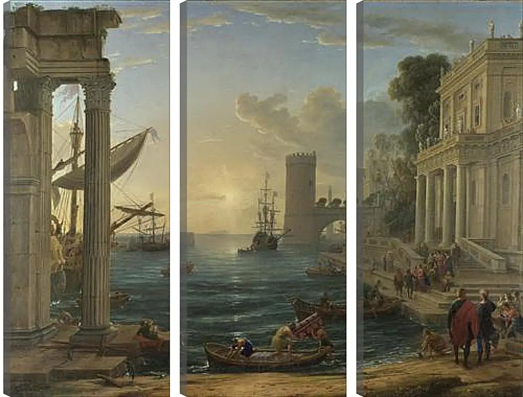 Модульная картина - Seaport with the Embarkation of the Queen of Sheba. Лоррен Клод