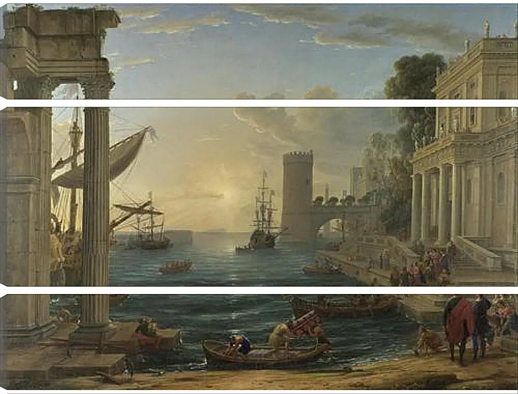 Модульная картина - Seaport with the Embarkation of the Queen of Sheba. Лоррен Клод