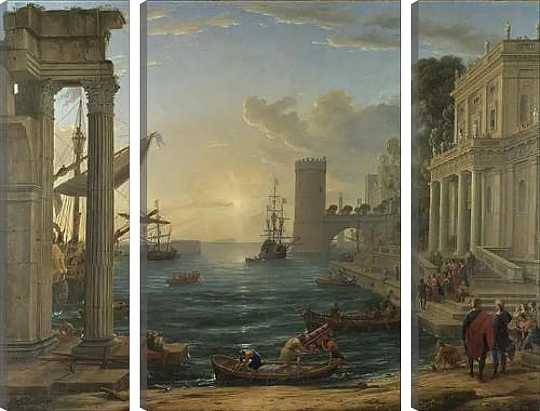 Модульная картина - Seaport with the Embarkation of the Queen of Sheba. Лоррен Клод