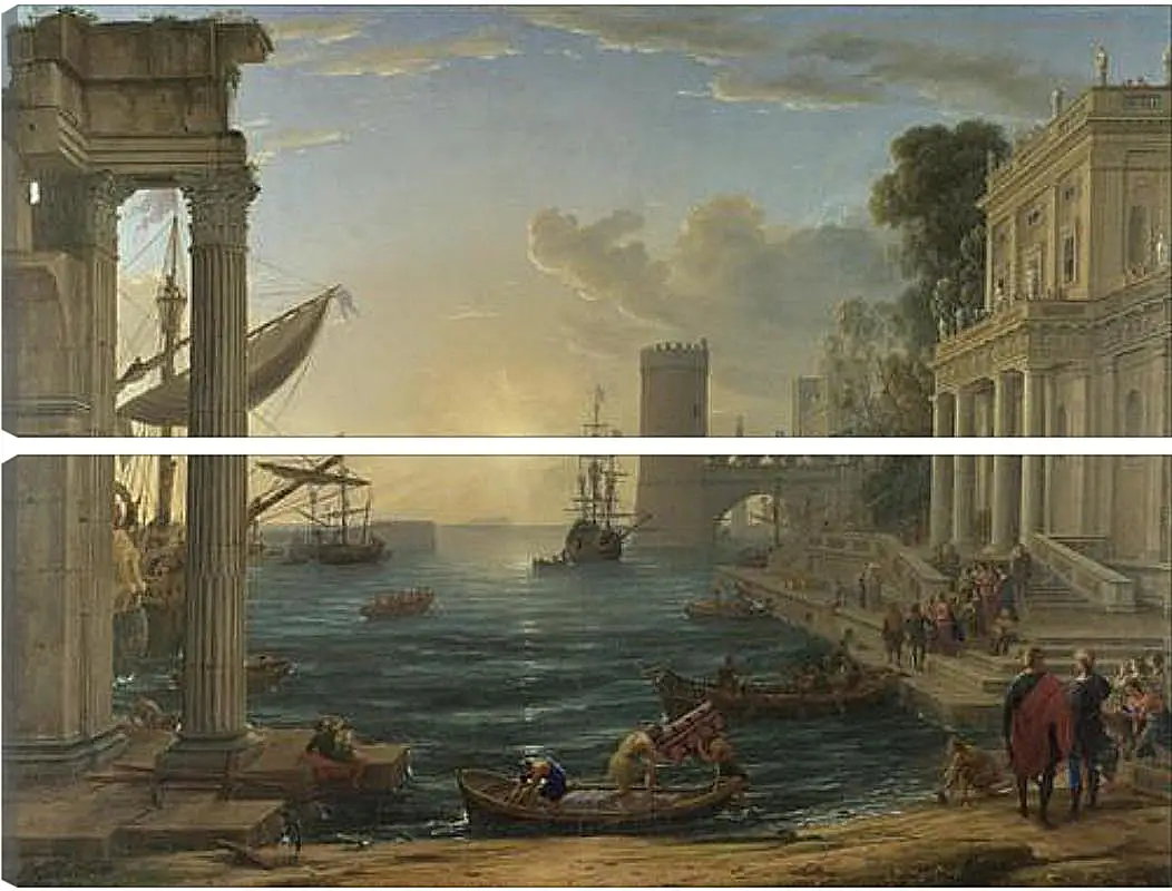 Модульная картина - Seaport with the Embarkation of the Queen of Sheba. Лоррен Клод