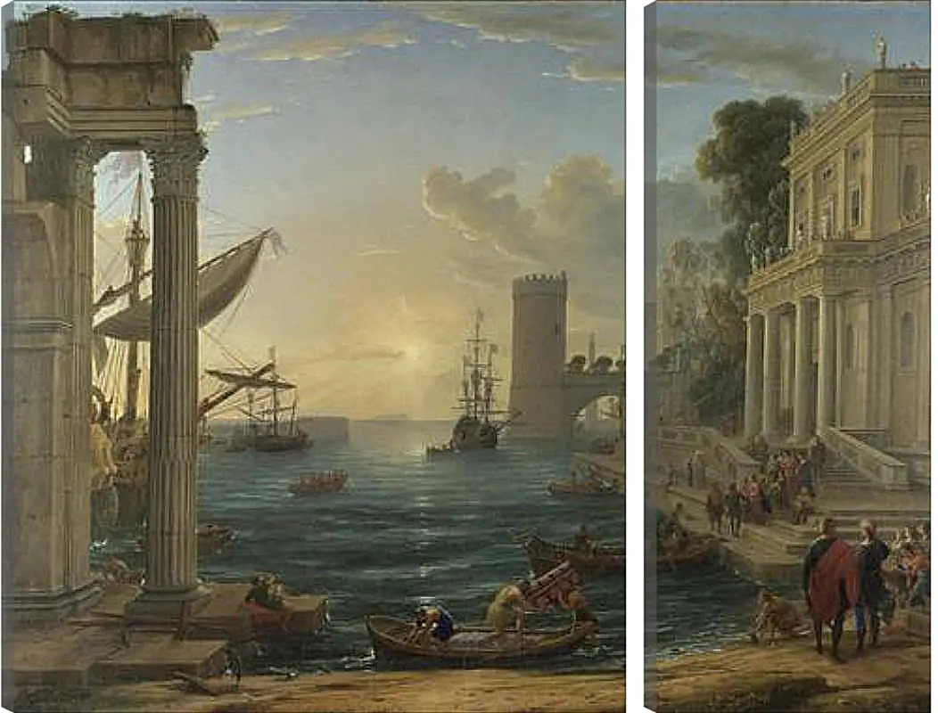 Модульная картина - Seaport with the Embarkation of the Queen of Sheba. Лоррен Клод