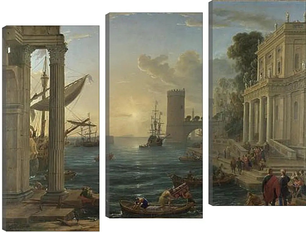 Модульная картина - Seaport with the Embarkation of the Queen of Sheba. Лоррен Клод