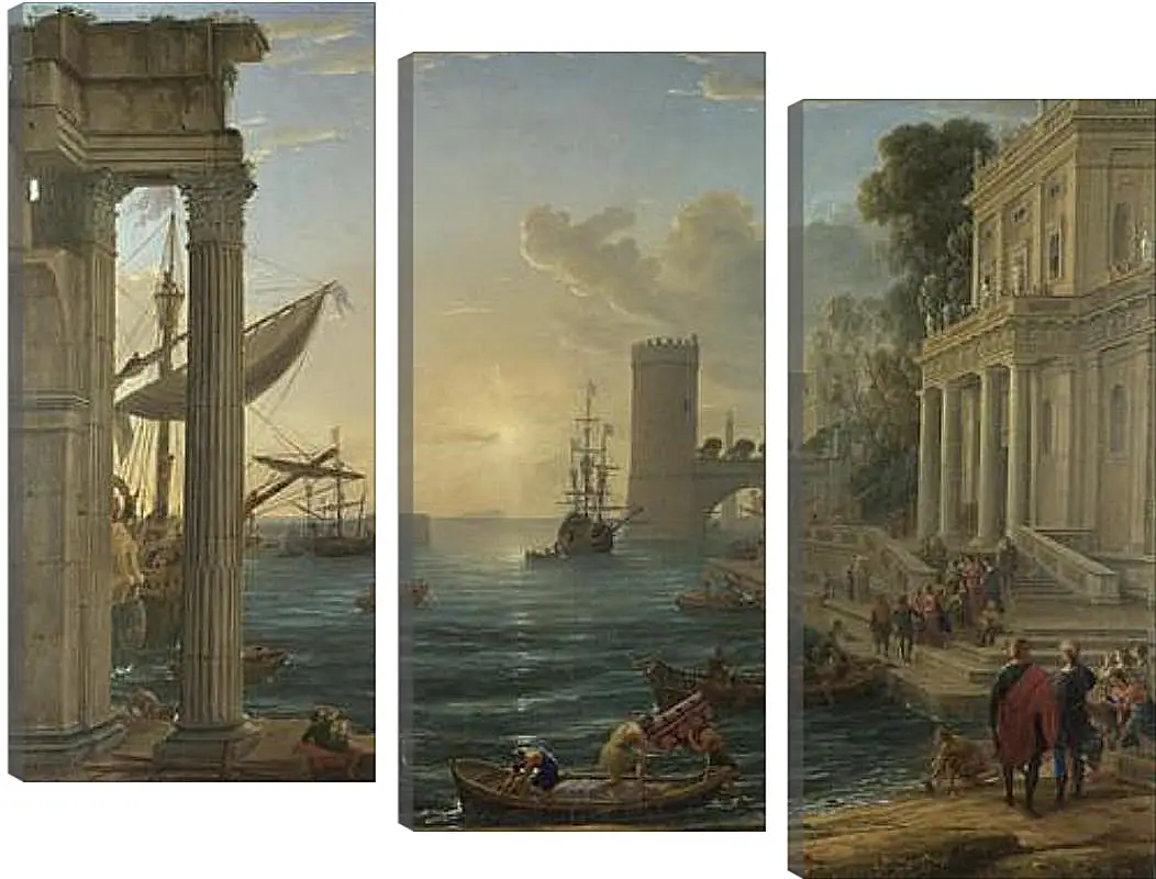 Модульная картина - Seaport with the Embarkation of the Queen of Sheba. Лоррен Клод