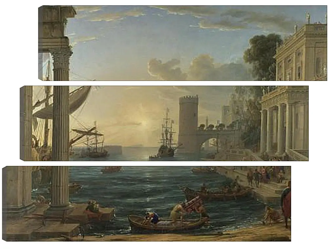 Модульная картина - Seaport with the Embarkation of the Queen of Sheba. Лоррен Клод