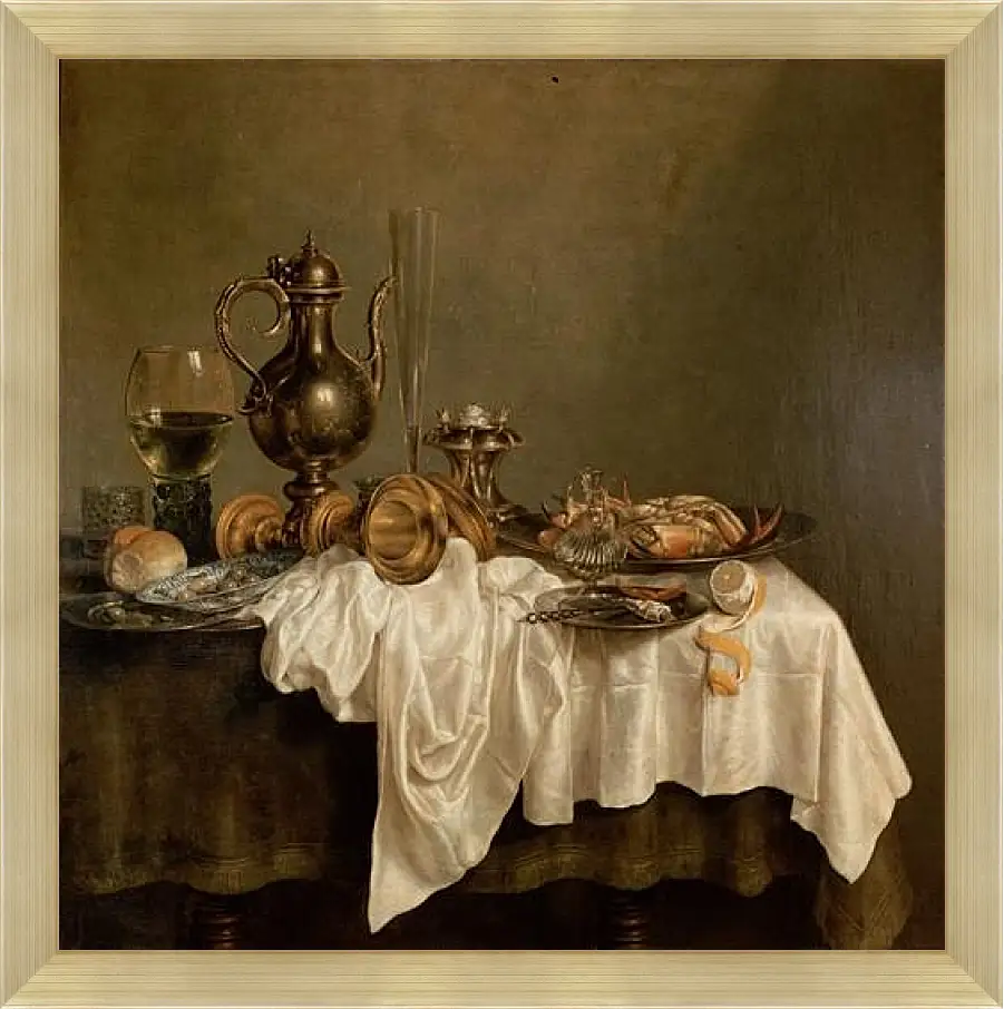 Картина в раме - Breakfast with a Lobster. Завтрак с лобстером. Виллем Клас Хеда