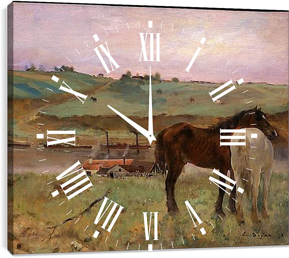 Часы картина - Лошади. Эдгар Дега