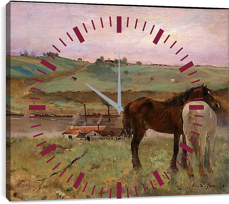 Часы картина - Лошади. Эдгар Дега