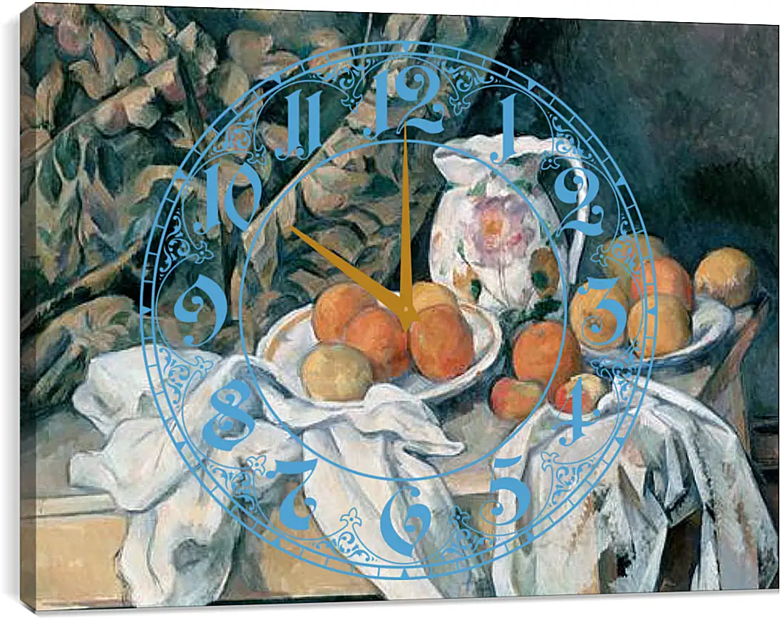 Часы картина - Still Life with a Curtain. Поль Сезанн
