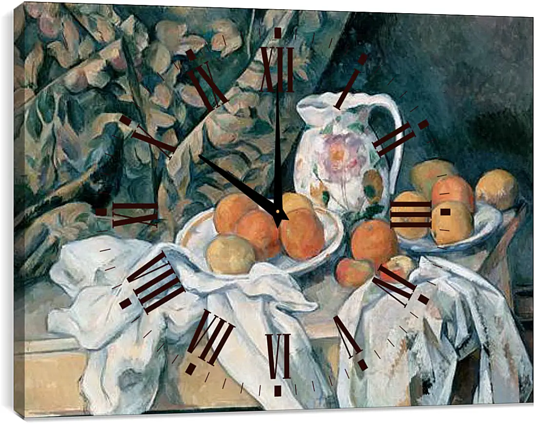 Часы картина - Still Life with a Curtain. Поль Сезанн