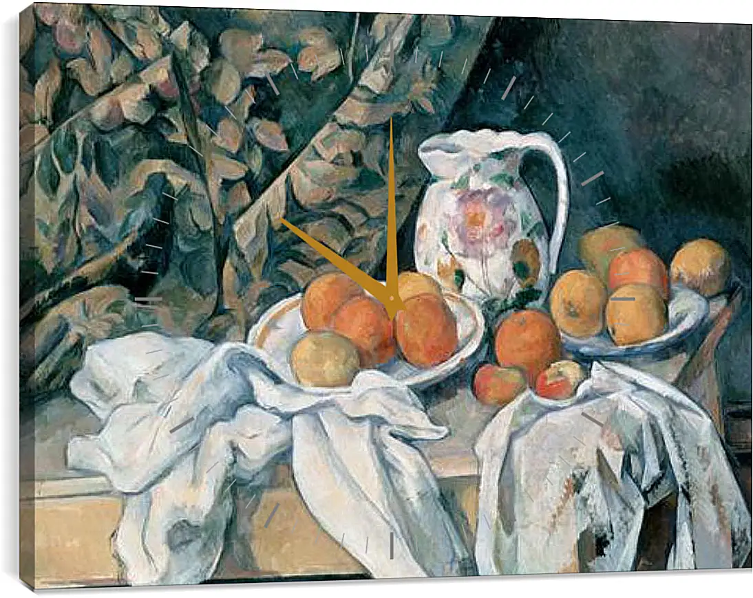 Часы картина - Still Life with a Curtain. Поль Сезанн