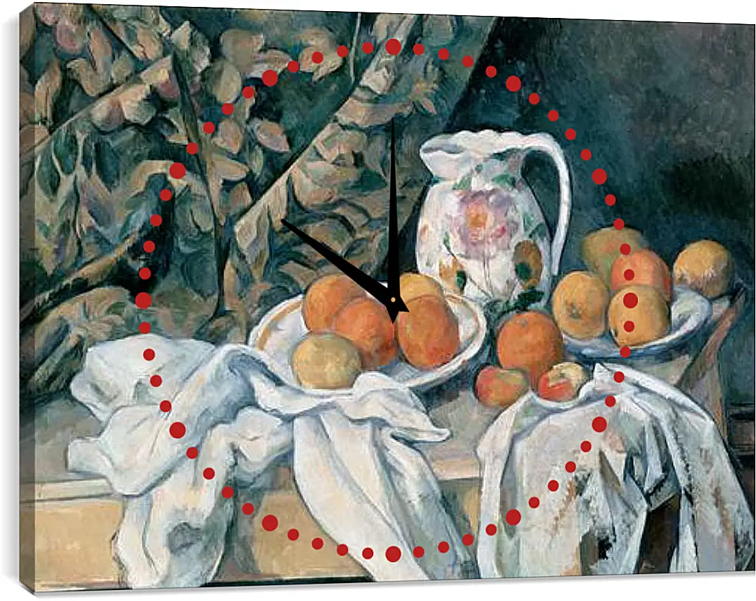 Часы картина - Still Life with a Curtain. Поль Сезанн