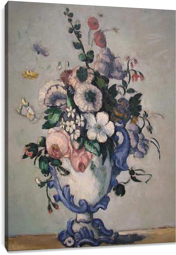 Постер и плакат - Flowers in a Rococo Vase. Поль Сезанн