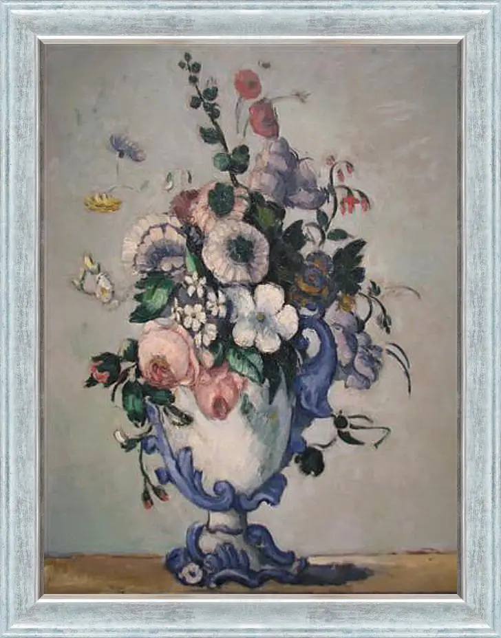 Картина в раме - Flowers in a Rococo Vase. Поль Сезанн