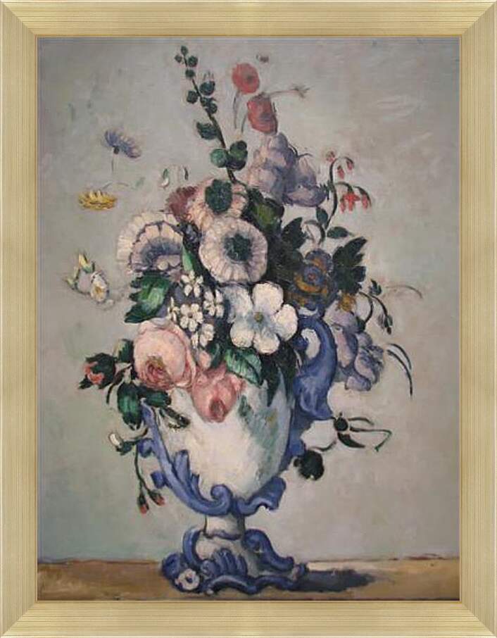 Картина в раме - Flowers in a Rococo Vase. Поль Сезанн