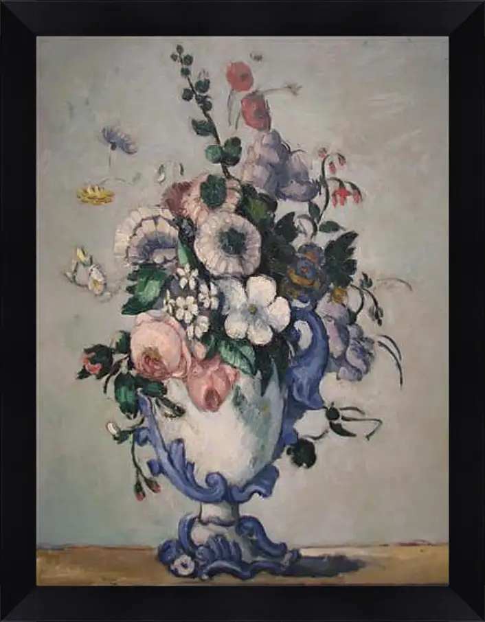 Картина в раме - Flowers in a Rococo Vase. Поль Сезанн