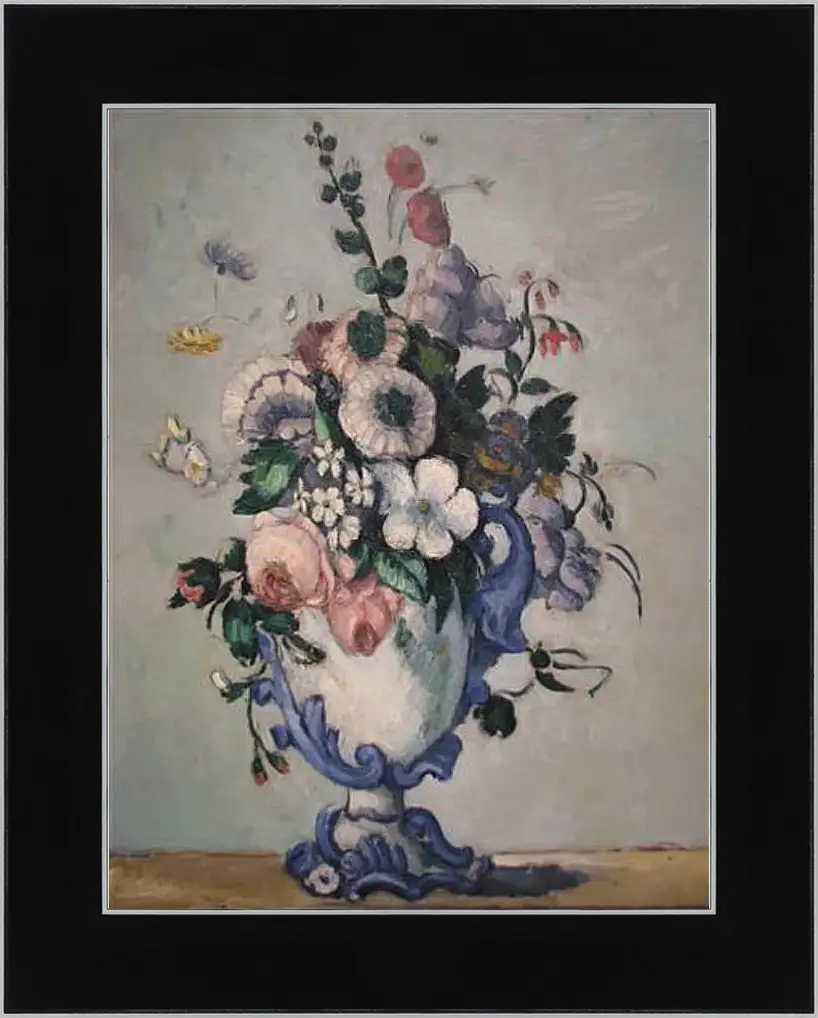 Картина в раме - Flowers in a Rococo Vase. Поль Сезанн