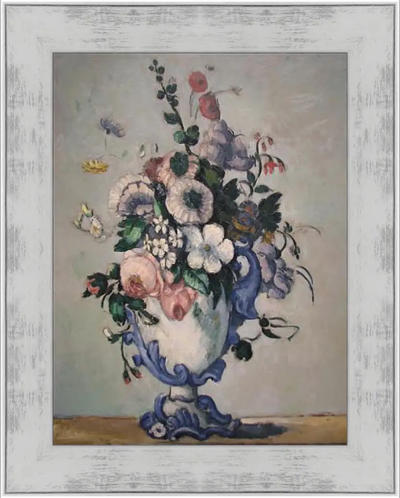 Картина в раме - Flowers in a Rococo Vase. Поль Сезанн