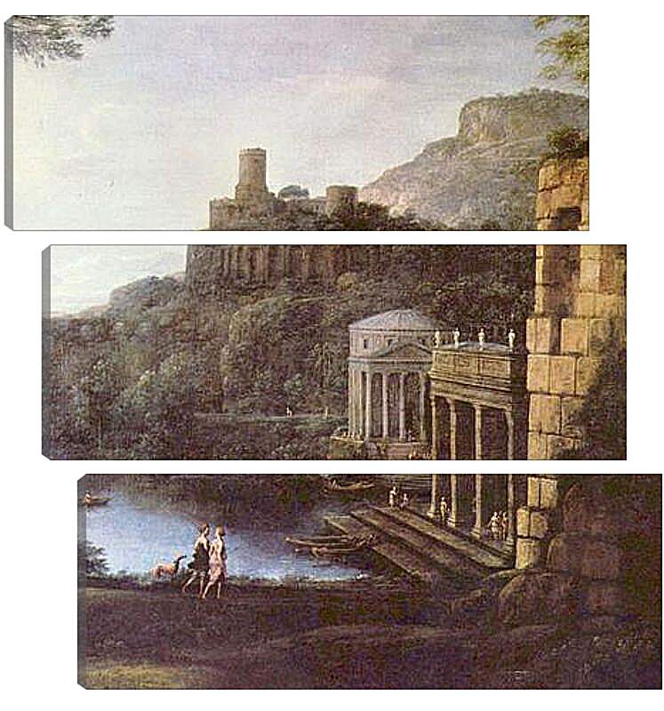 Модульная картина - Пейзаж с нимфой Эгерией и царем Нумой. Лоррен Клод