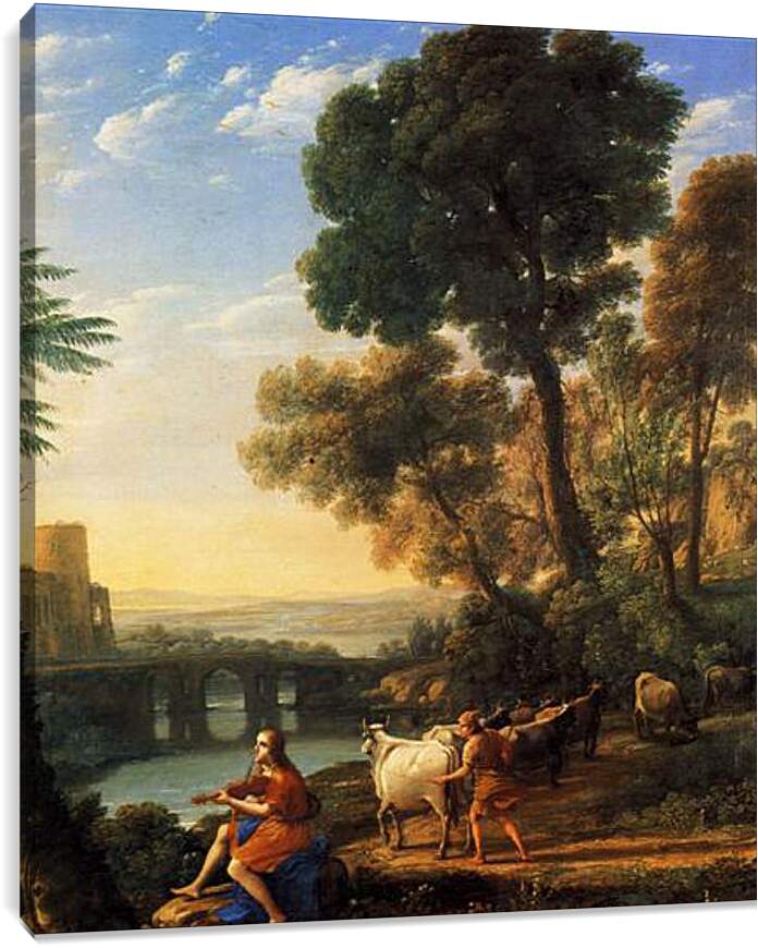 Постер и плакат - Paysage avec Mercure enlevant les boeufs d Apollon. Лоррен Клод