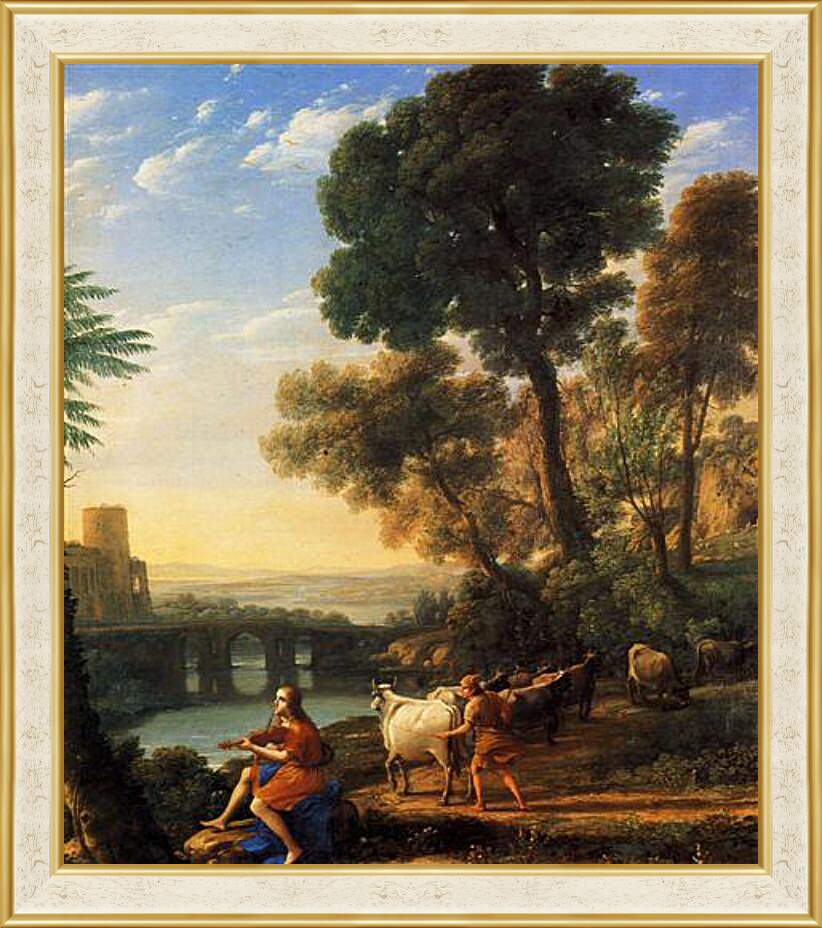 Картина в раме - Paysage avec Mercure enlevant les boeufs d Apollon. Лоррен Клод