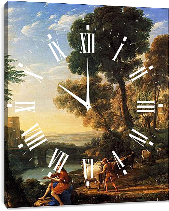 Часы картина - Paysage avec Mercure enlevant les boeufs d Apollon. Лоррен Клод