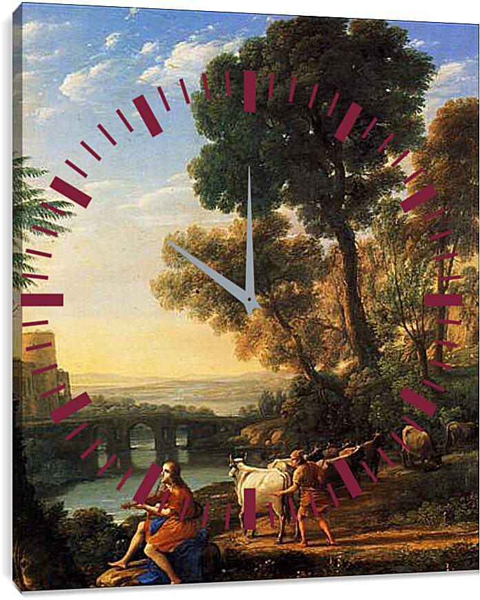 Часы картина - Paysage avec Mercure enlevant les boeufs d Apollon. Лоррен Клод