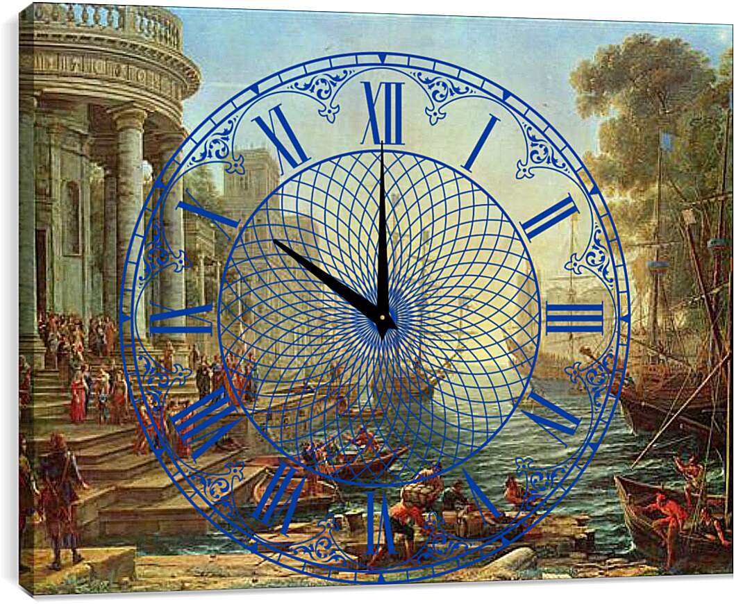 Часы картина - Einschiffung der Heiligen Ursula. Лоррен Клод