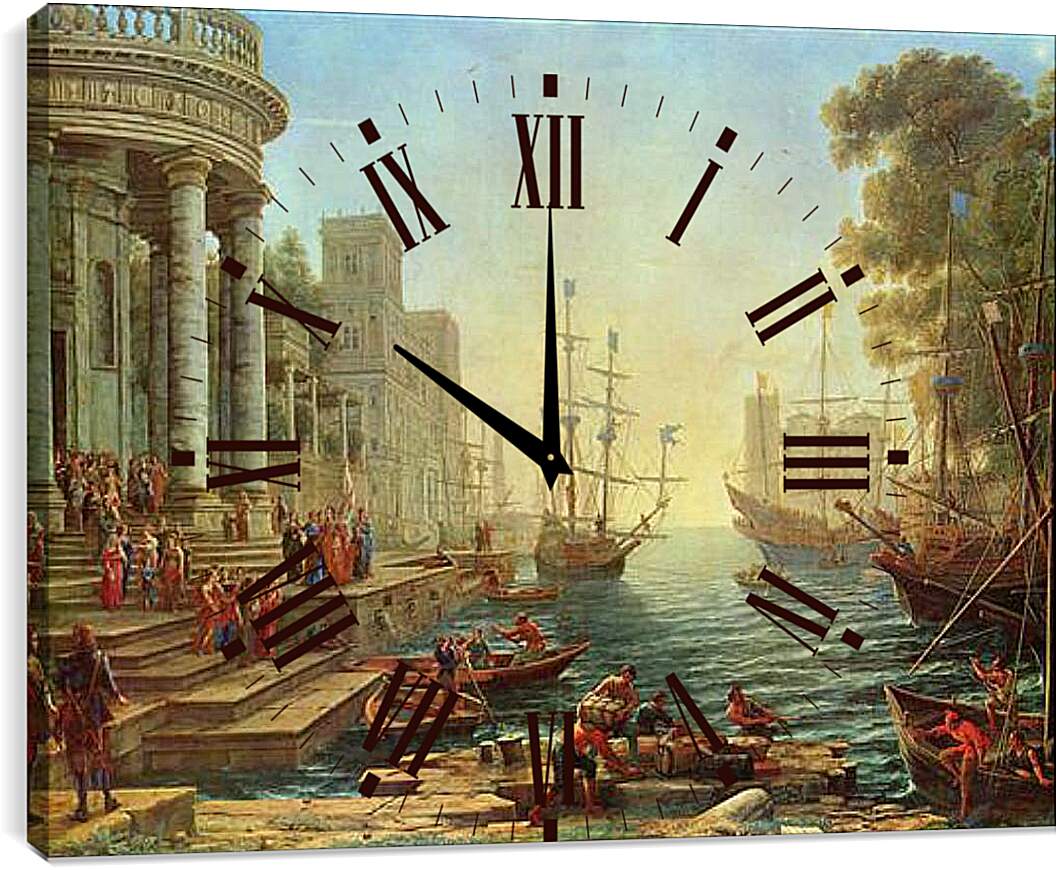 Часы картина - Einschiffung der Heiligen Ursula. Лоррен Клод