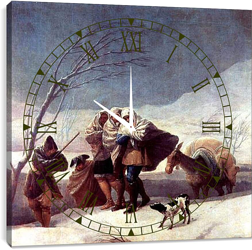 Часы картина - Der Schneesturm. Франсиско Гойя