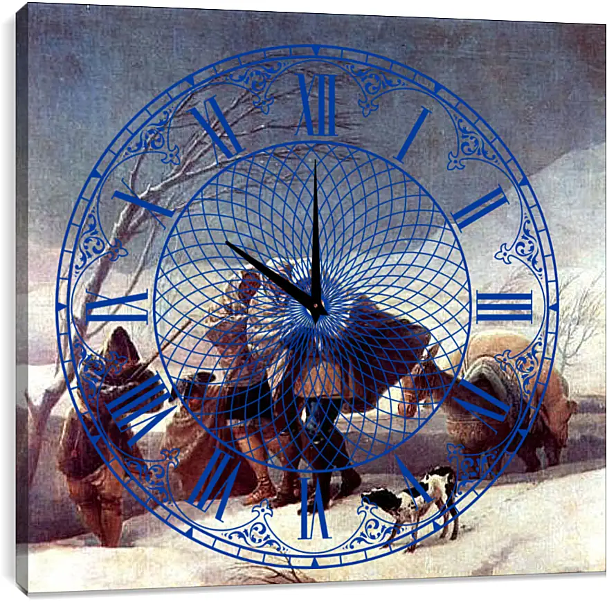 Часы картина - Der Schneesturm. Франсиско Гойя