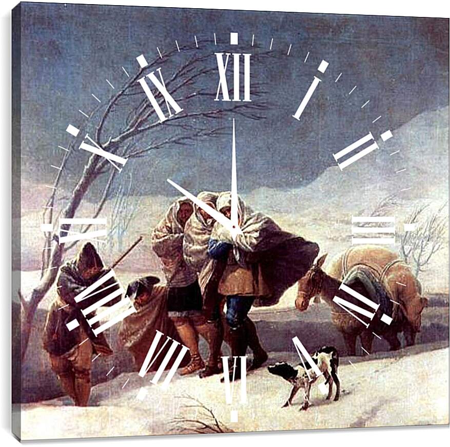 Часы картина - Der Schneesturm. Франсиско Гойя