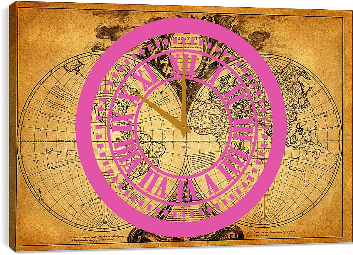 Часы картина - Старая карта мира