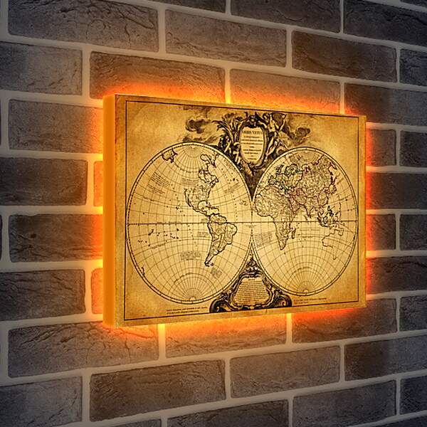 Лайтбокс световая панель - Старая карта мира