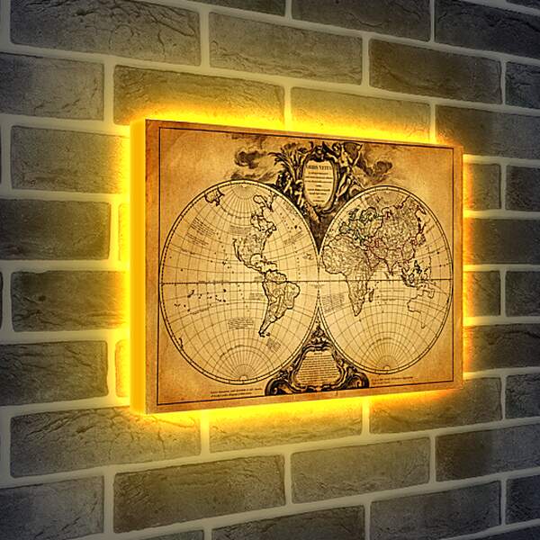 Лайтбокс световая панель - Старая карта мира
