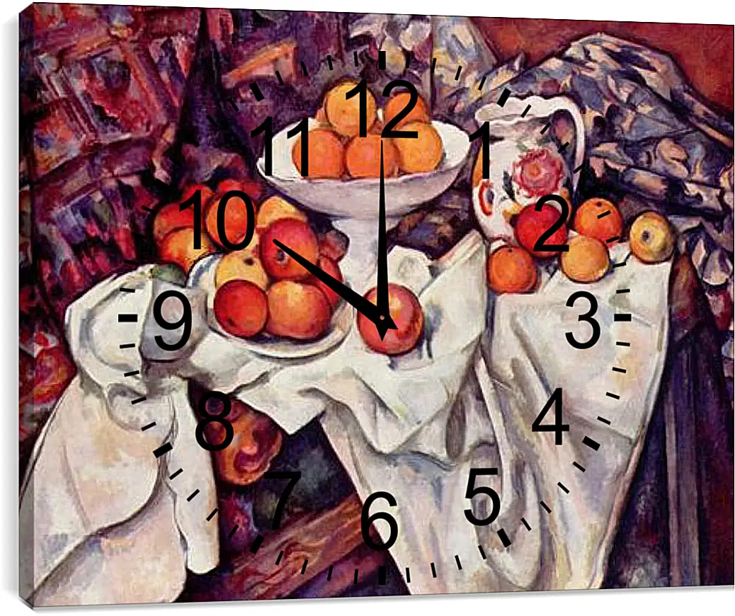 Часы картина - Still Life with Apples and Oranges. Поль Сезанн