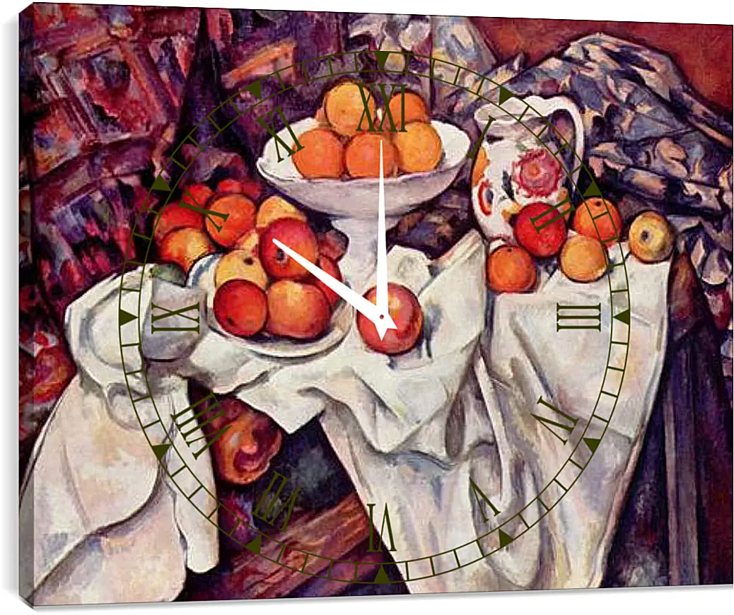 Часы картина - Still Life with Apples and Oranges. Поль Сезанн