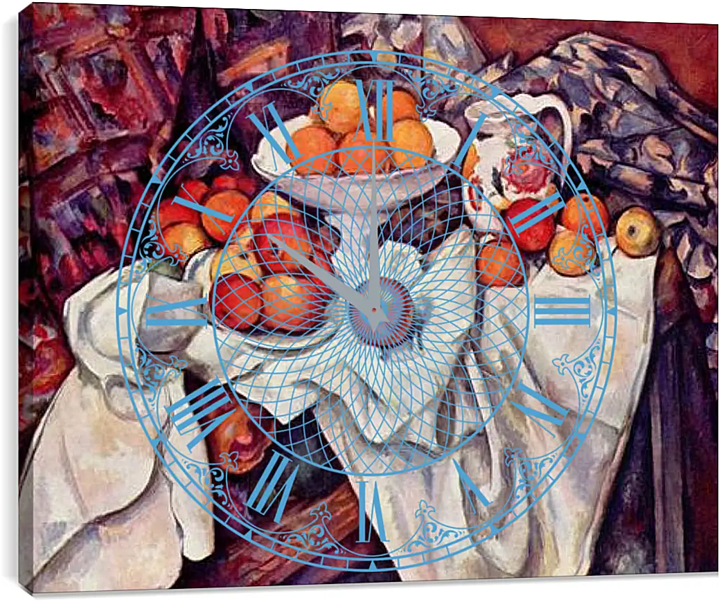 Часы картина - Still Life with Apples and Oranges. Поль Сезанн