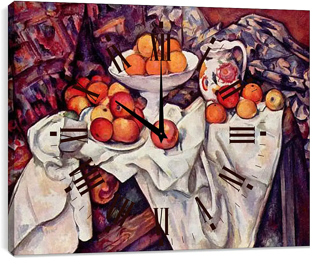 Часы картина - Still Life with Apples and Oranges. Поль Сезанн