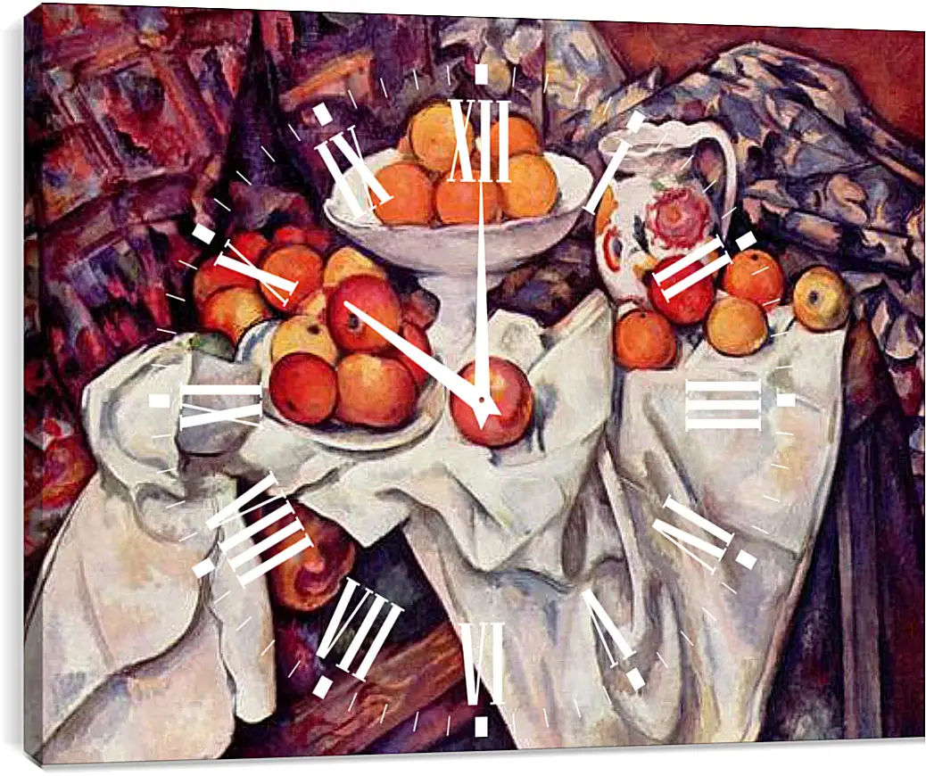 Часы картина - Still Life with Apples and Oranges. Поль Сезанн