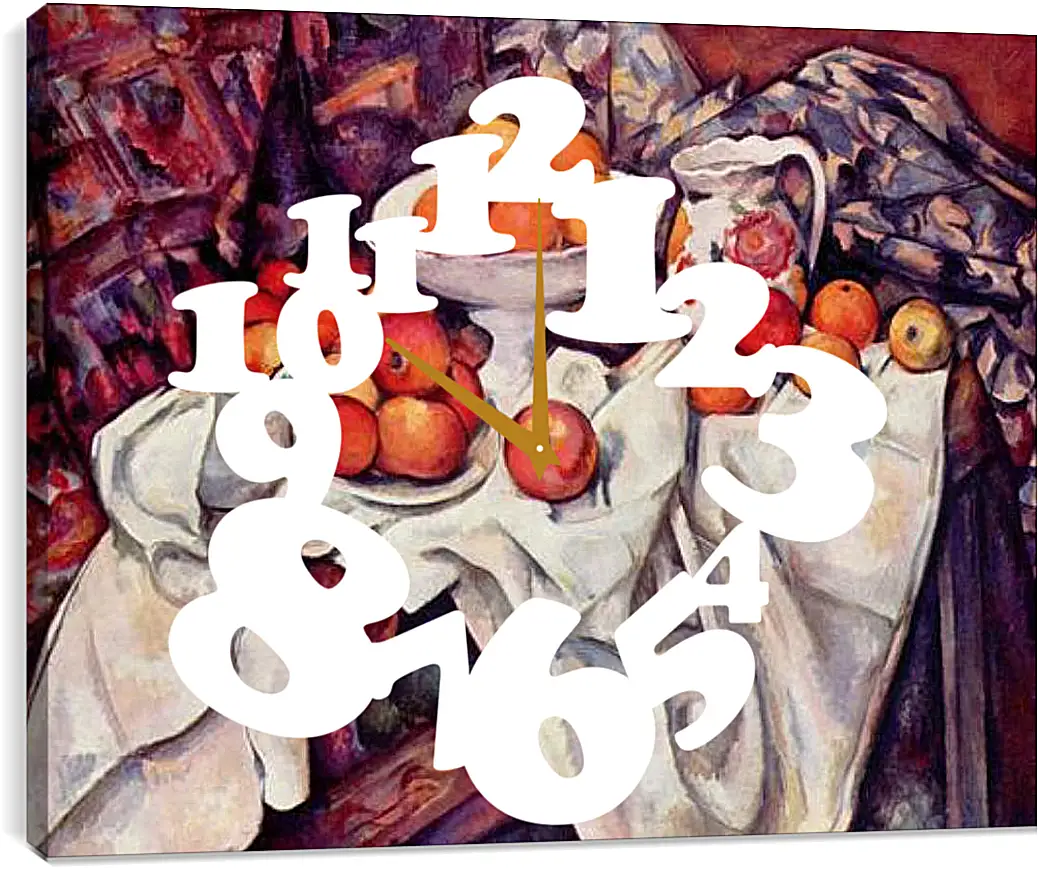 Часы картина - Still Life with Apples and Oranges. Поль Сезанн